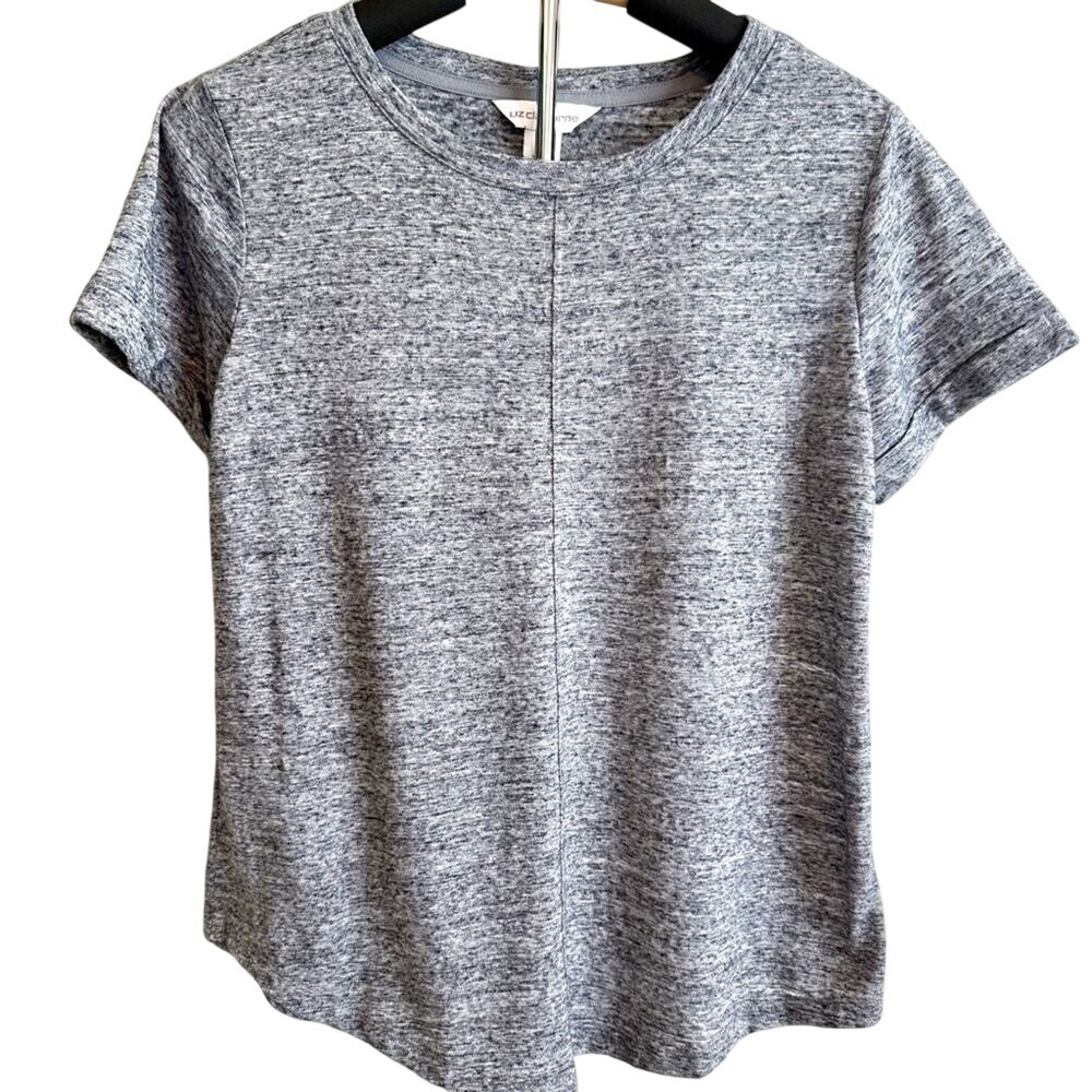 Liz Claiborne Grey Blue Crew Neck T-Shirt S Casual Athleisure Minimalist Basic